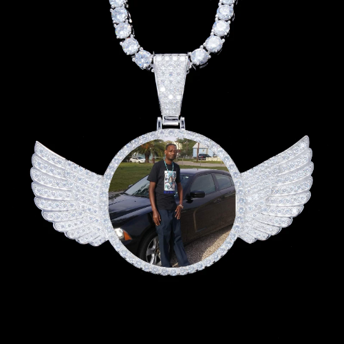 925S & VVS Moissanite 3D Wing Custom Picture Pendant
