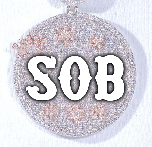 CUSTOM LETTER NECKLACE 3D BIG CROWN DISC