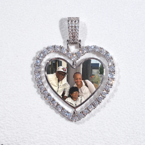 3D Spinning 2-Faced Heart Custom Picture Pendant