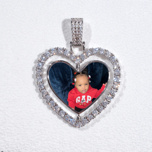 3D Spinning 2-Faced Heart Custom Picture Pendant