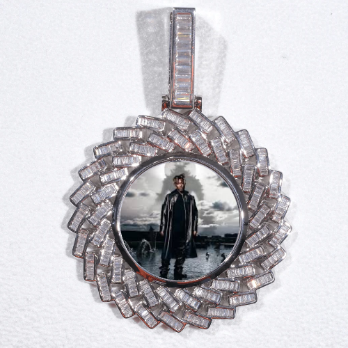 Large 3D Baguette Custom Picture Pendant