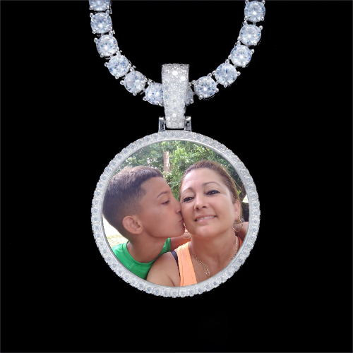 925S & VVS Moissanite 3D Circle Custom Picture Pendant