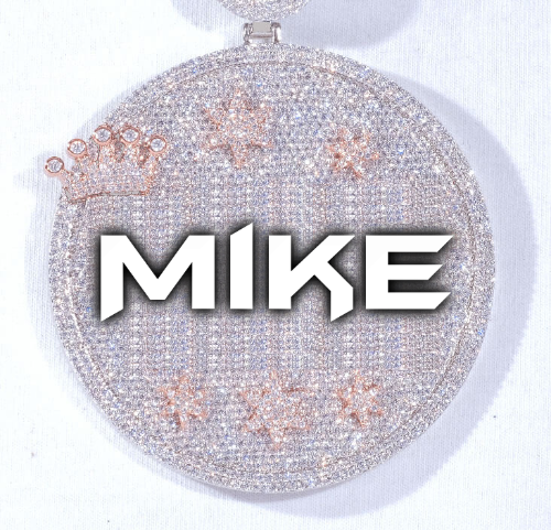 CUSTOM LETTER NECKLACE 3D BIG CROWN DISC