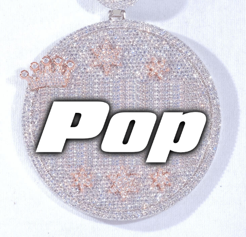 CUSTOM LETTER NECKLACE 3D BIG CROWN DISC