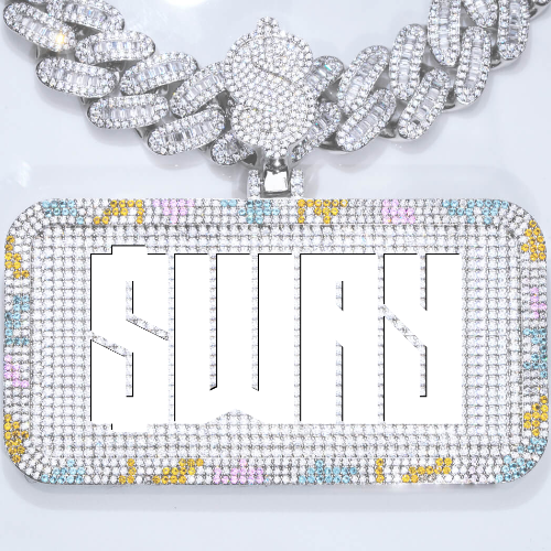 CUSTOM LETTER NECKLACE 3D COLORFUL SQUARE