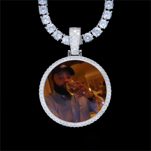 925S & VVS Moissanite 3D Circle Custom Picture Pendant