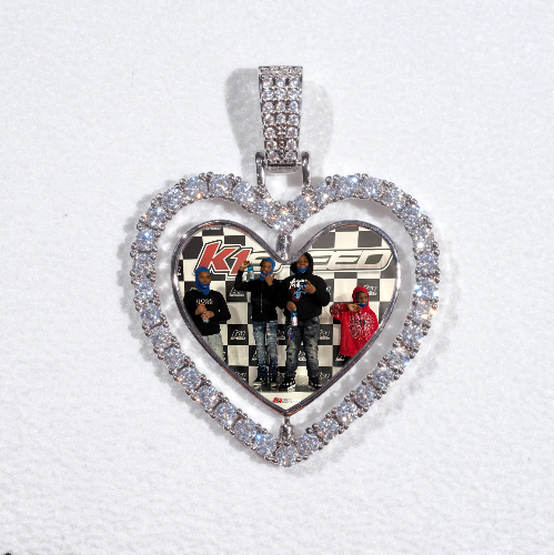 3D Spinning 2-Faced Heart Custom Picture Pendant