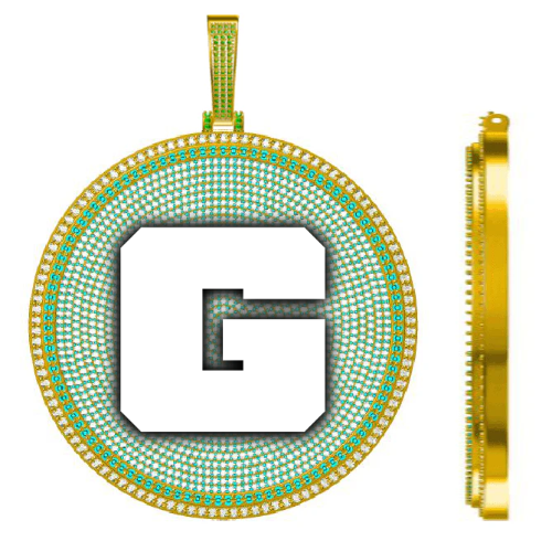 CUSTOM LETTER NECKLACE 3D BIG DISC