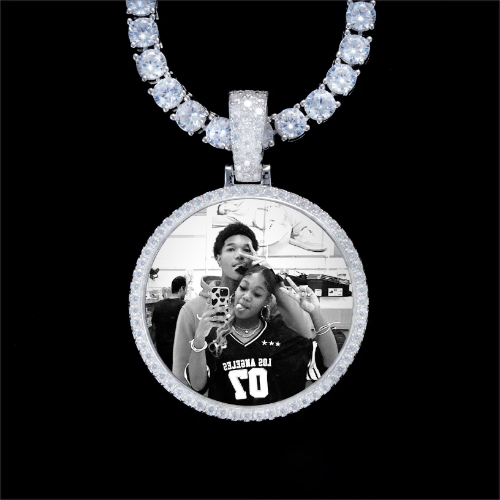 925S & VVS Moissanite 3D Circle Custom Picture Pendant
