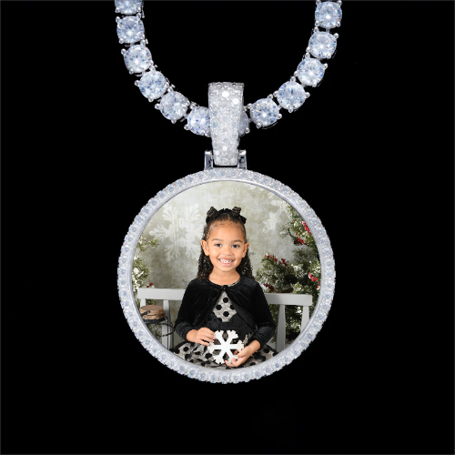 925S & VVS Moissanite 3D Circle Custom Picture Pendant