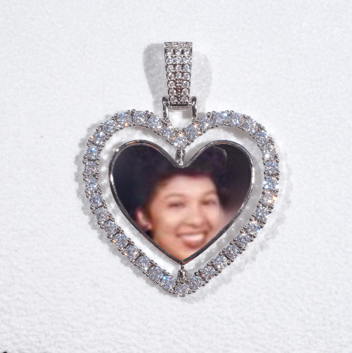 3D Spinning 2-Faced Heart Custom Picture Pendant