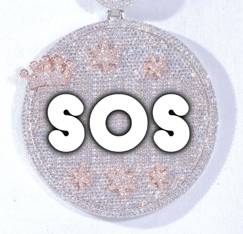 CUSTOM LETTER NECKLACE 3D BIG CROWN DISC
