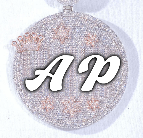 CUSTOM LETTER NECKLACE 3D BIG CROWN DISC