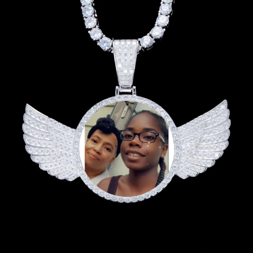 925S & VVS Moissanite 3D Wing Custom Picture Pendant