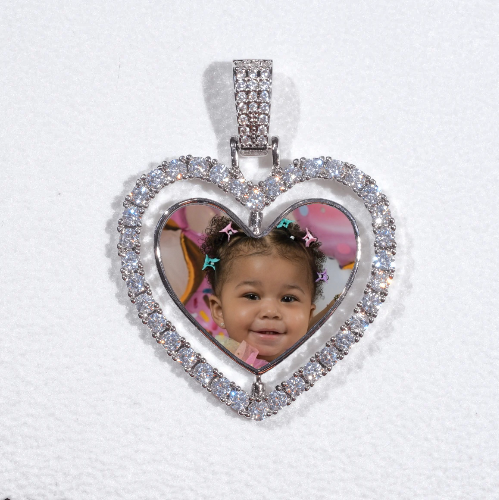 3D Spinning 2-Faced Heart Custom Picture Pendant
