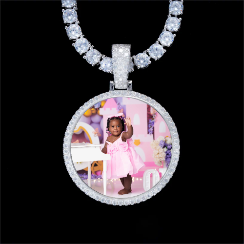 925S & VVS Moissanite 3D Circle Custom Picture Pendant
