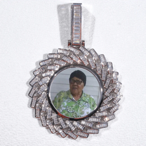 Large 3D Baguette Custom Picture Pendant