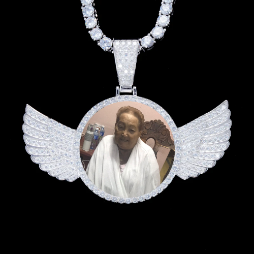 925S & VVS Moissanite 3D Wing Custom Picture Pendant
