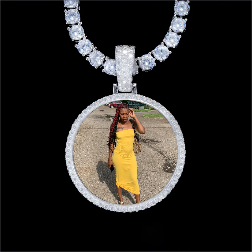 925S & VVS Moissanite 3D Circle Custom Picture Pendant