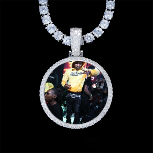 925S & VVS Moissanite 3D Circle Custom Picture Pendant