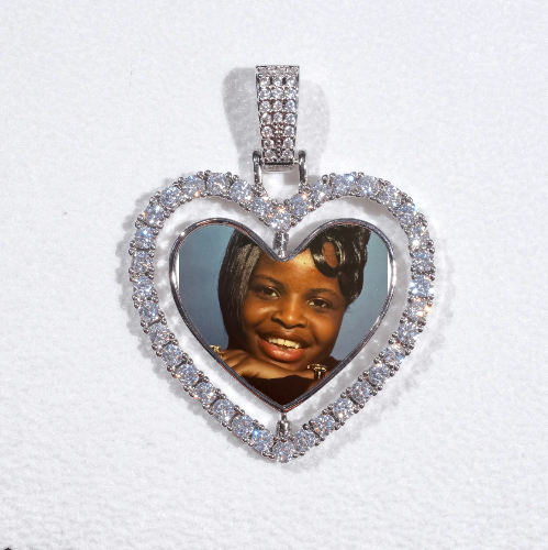 3D Spinning 2-Faced Heart Custom Picture Pendant