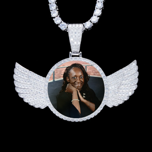 925S & VVS Moissanite 3D Wing Custom Picture Pendant