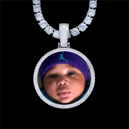 925S & VVS Moissanite 3D Circle Custom Picture Pendant