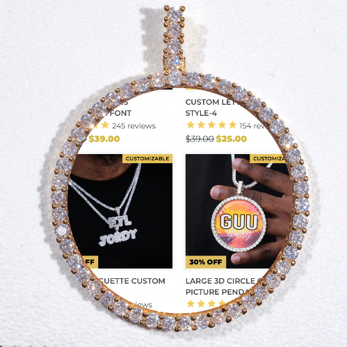 LARGE 3D CIRCLE CUSTOM PICTURE PENDANT