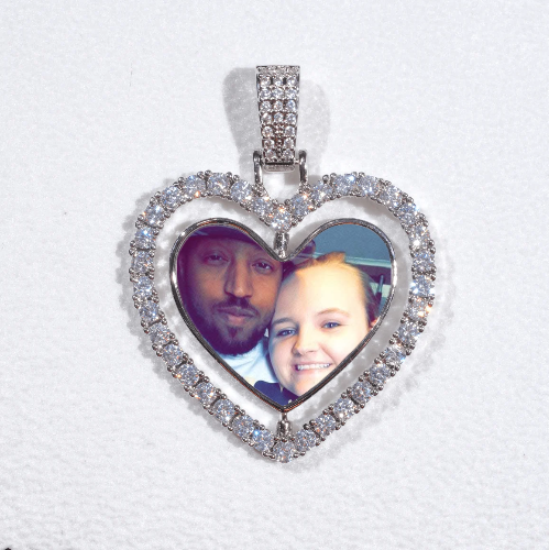 3D Spinning 2-Faced Heart Custom Picture Pendant