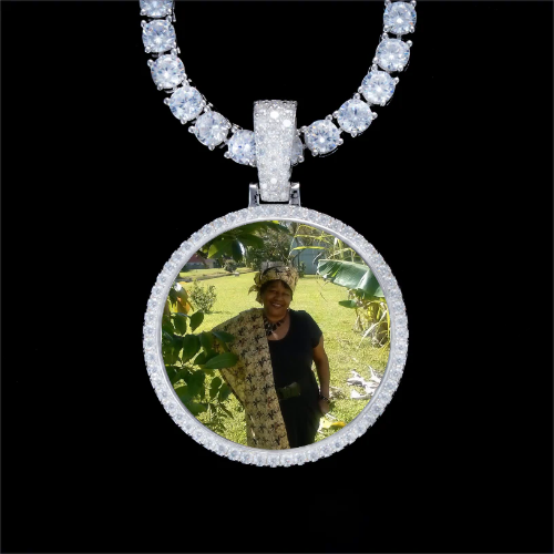 925S & VVS Moissanite 3D Circle Custom Picture Pendant
