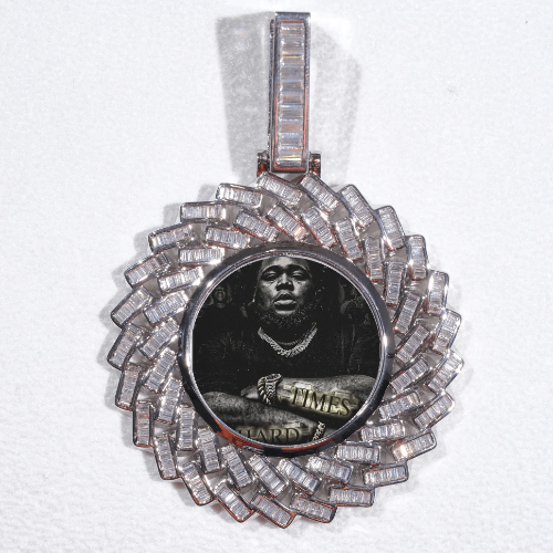 Large 3D Baguette Custom Picture Pendant