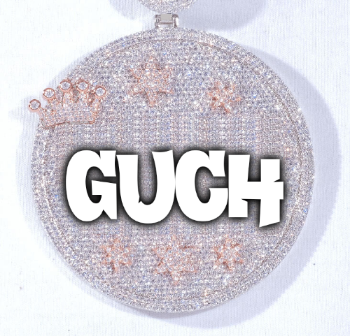 CUSTOM LETTER NECKLACE 3D BIG CROWN DISC