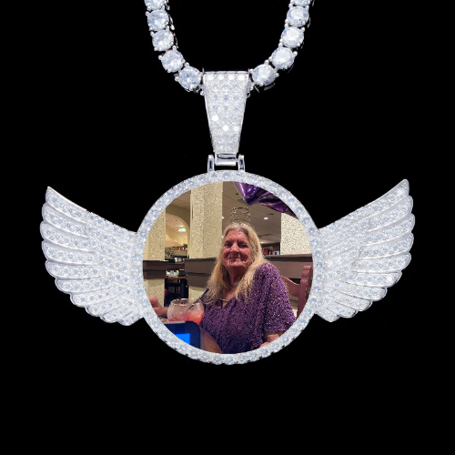 925S & VVS Moissanite 3D Wing Custom Picture Pendant