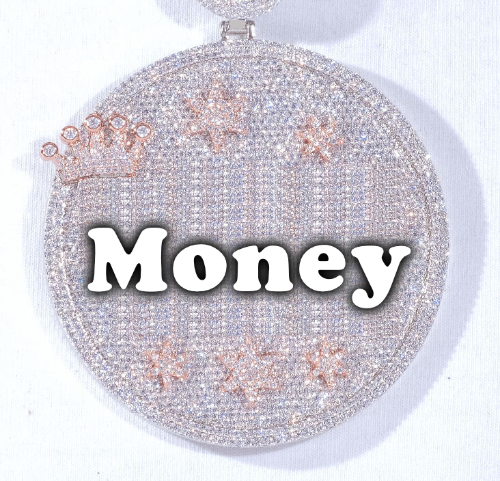 CUSTOM LETTER NECKLACE 3D BIG CROWN DISC