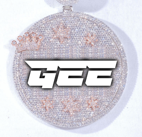 CUSTOM LETTER NECKLACE 3D BIG CROWN DISC