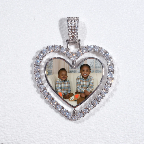 3D Spinning 2-Faced Heart Custom Picture Pendant