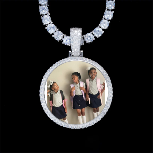 925S & VVS Moissanite 3D Circle Custom Picture Pendant