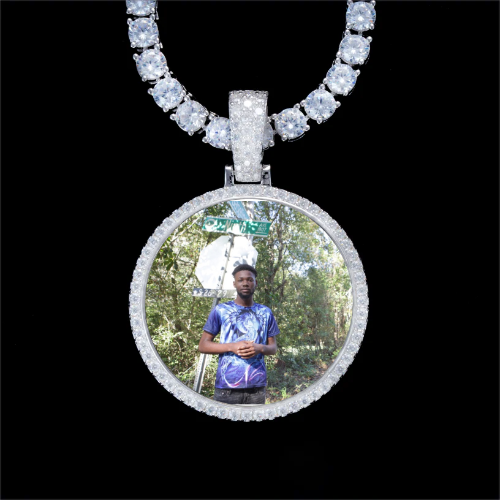 925S & VVS Moissanite 3D Circle Custom Picture Pendant