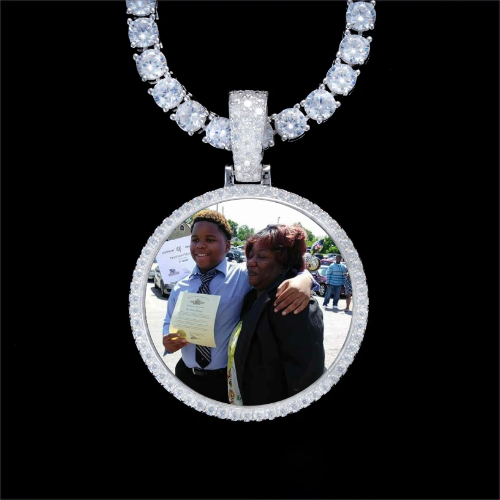 925S & VVS Moissanite 3D Circle Custom Picture Pendant