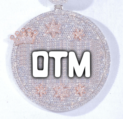 CUSTOM LETTER NECKLACE 3D BIG CROWN DISC