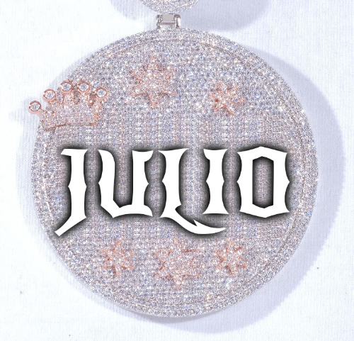 CUSTOM LETTER NECKLACE 3D BIG CROWN DISC