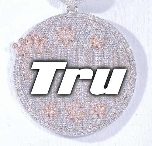 CUSTOM LETTER NECKLACE 3D BIG CROWN DISC