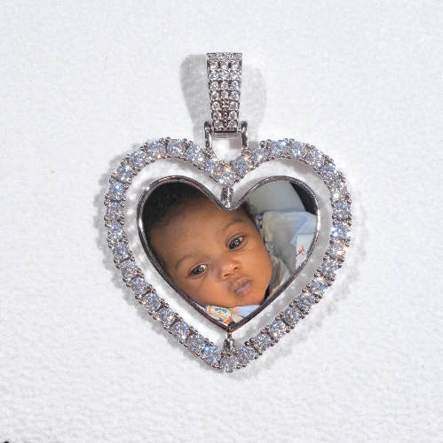 3D Spinning 2-Faced Heart Custom Picture Pendant