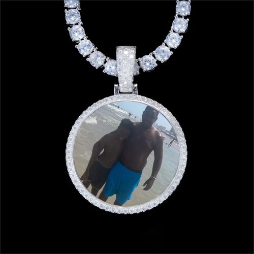 925S & VVS Moissanite 3D Circle Custom Picture Pendant
