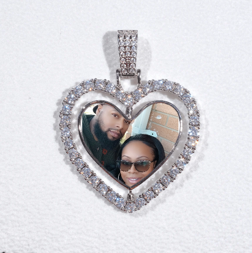 3D Spinning 2-Faced Heart Custom Picture Pendant