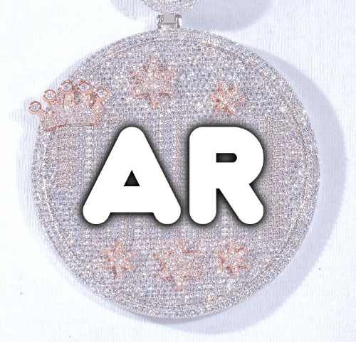 CUSTOM LETTER NECKLACE 3D BIG CROWN DISC