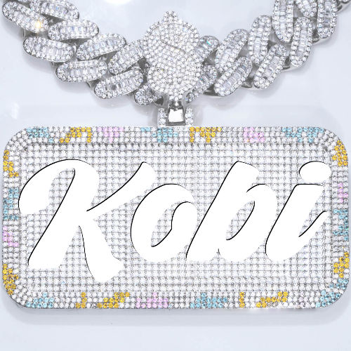 CUSTOM LETTER NECKLACE 3D COLORFUL SQUARE