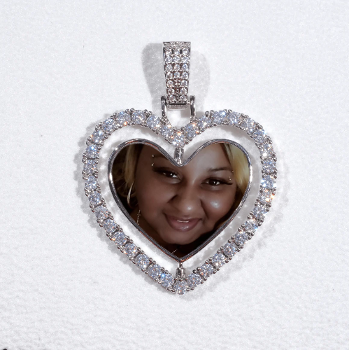 3D Spinning 2-Faced Heart Custom Picture Pendant