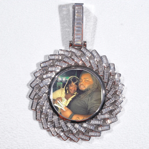 Large 3D Baguette Custom Picture Pendant