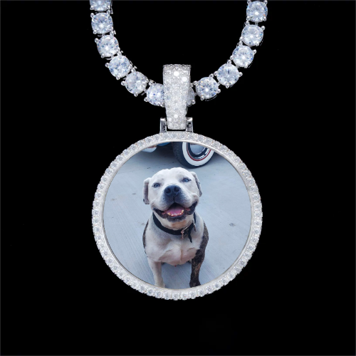 925S & VVS Moissanite 3D Circle Custom Picture Pendant